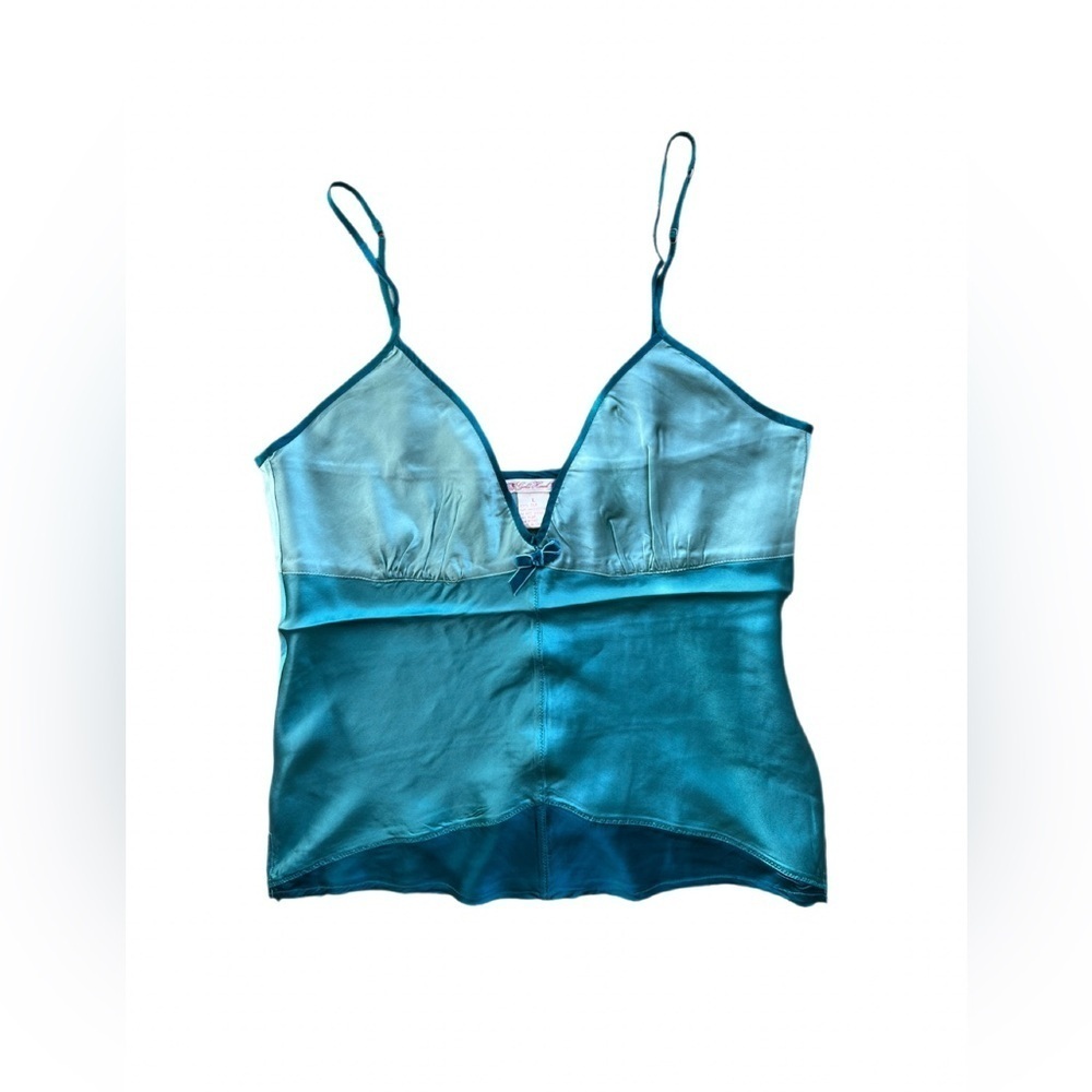 Gold Hawk Aquatic Blue Silk Colorblock Camisole Tank Size Large NWT
